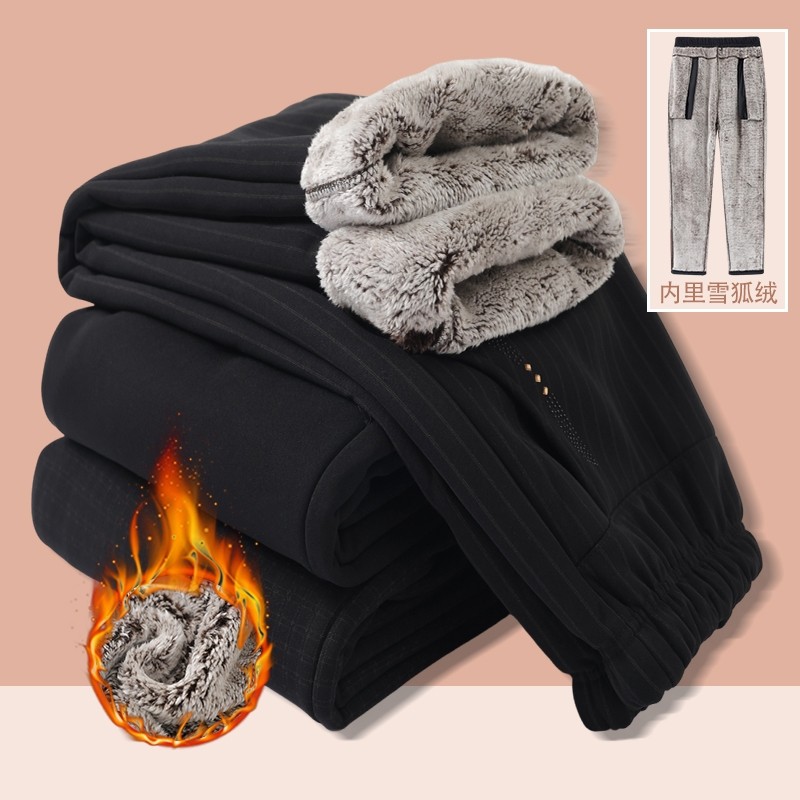 中老年绒加绒加厚妈妈裤冬季保暖休闲外穿直筒大码高腰棉裤女抗寒