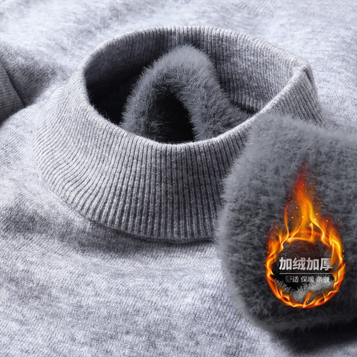 慵懒风加绒加厚毛衣男款秋冬季白色男士内搭针织打底衫半高领黑色