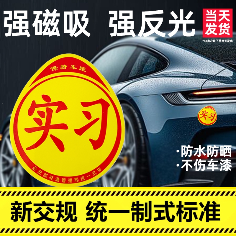 【新交规标准式样】强磁吸实习贴