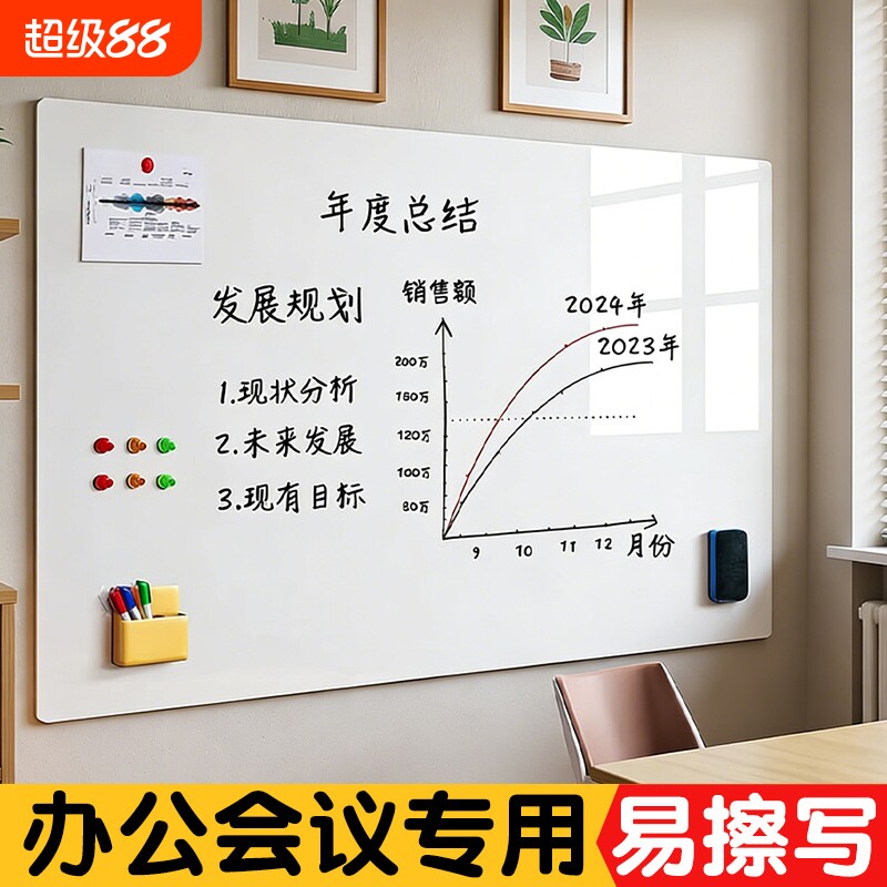 白板墙贴可移除磁性办公白板画板图片