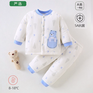 160g冬季 婴儿夹棉连体衣a类纯棉新生儿宝宝哈衣加厚棉服爬服套装