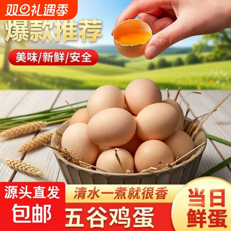 20枚农家新鲜散养谷物蛋土鸡蛋 正宗柴鸡蛋笨鸡蛋初生蛋现捡现发