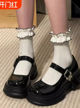 玛丽珍小皮鞋黑色百搭日系厚底女2025夏季新款法式鞋子中跟圆头