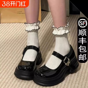 玛丽珍小皮鞋黑色百搭日系厚底女2025夏季新款法式鞋子中跟圆头