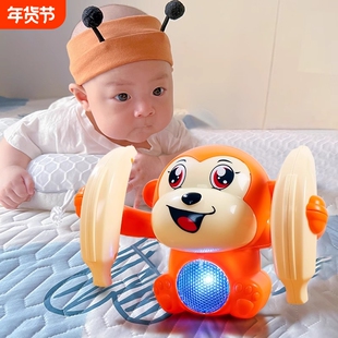 儿童翻滚小猴子电动生日礼物发光翻跟头婴儿练习抬头爬行玩具宝宝