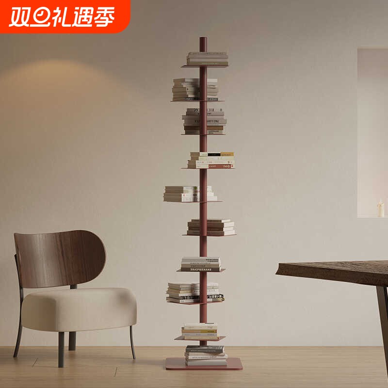 旋转隐形书架落地置物架客厅铁艺展示架收纳架子转角书柜靠墙沙发