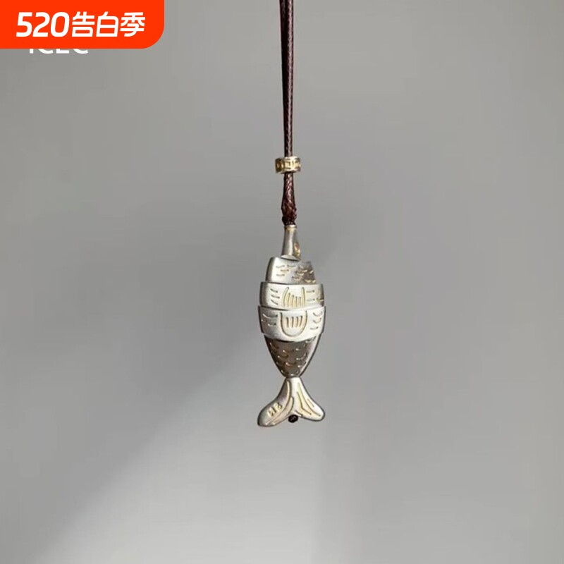 冷淡风拼接小鱼吊坠项链中古vinage小众设计感精致轻奢秋冬毛衣