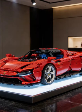 法拉利SP3积木机械组跑车赛车男孩子高难度拼装玩具模型兼容乐高