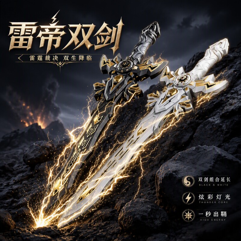 雷帝圣剑儿童发光双刀玩具图片