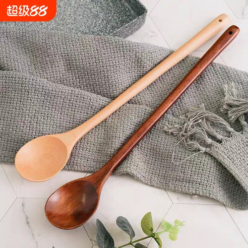 韩式搅拌料理加长烹饪勺子长柄木勺吃饭用木质奶锅木头隔热汤勺