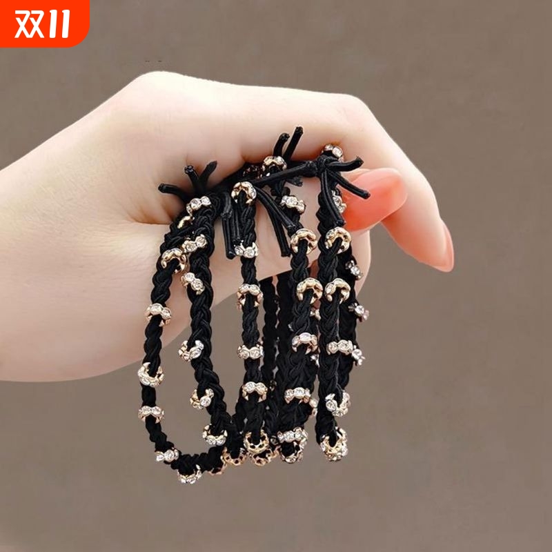 头绳 女轻奢简约气质 水钻皮圈高弹力耐用发绳高马尾扎头发橡皮筋