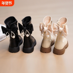 女童鞋靴子2025秋冬新款儿童中筒加绒长靴皮靴高筒靴公主靴子童鞋
