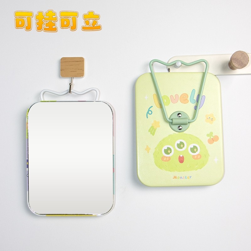 化妆镜子壁挂折叠镜可爱桌面立式梳妆镜宿舍可立可挂台镜宿舍镜子