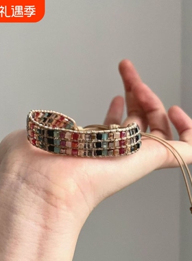 Vintage古着 Bohemian colored crystal weaving手绳精致2026新款