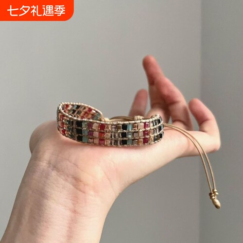 Vintage古着 Bohemian colored crystal weaving手绳精致2026新款