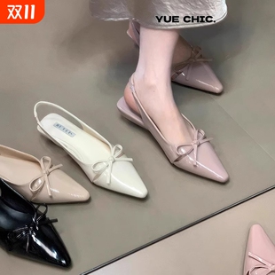 绝美坡跟低跟尖头包头凉鞋 单鞋 女2025新款 配裙子玛丽珍鞋 夏季 法式