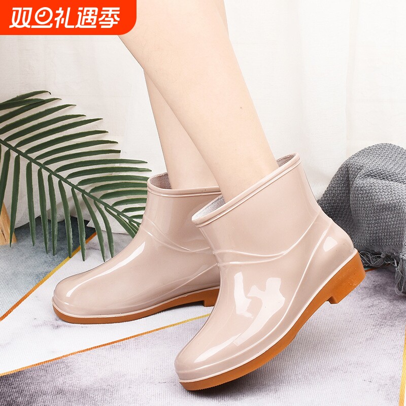 雨鞋女防水防滑水鞋耐磨厚底雨靴成人胶鞋厨房舒适保暖干活半桶鞋