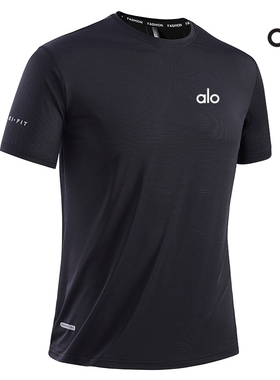 ALO速干短袖冰丝T恤男女款夏季运动日常穿透气吸汗宽松休闲打底衫