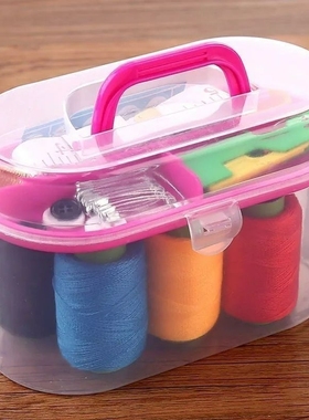 老外婆针线盒家用针线包手工针线盒手提便携小塑料迷你手缝线缝补