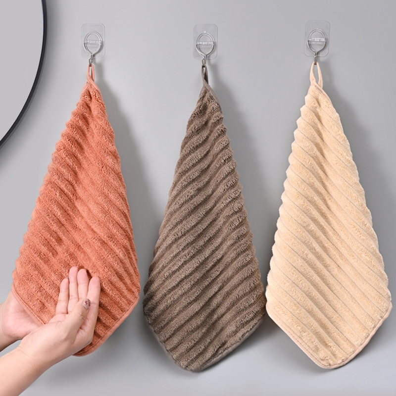 挂式擦手巾厨房手帕卫生间擦手小毛巾方巾珊瑚绒柔软吸水速干抹布