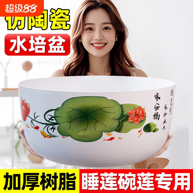 碗莲盆睡莲盆缸塑料荷花大号花盆水培树脂铜钱草器皿陶瓷植物绿植