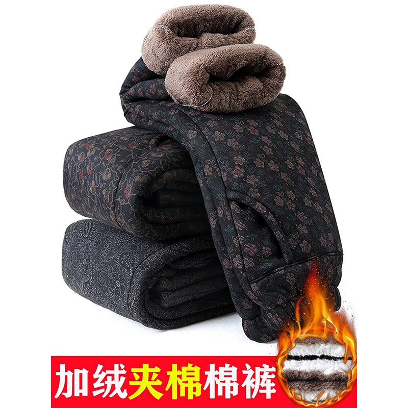 中老年人女裤加绒加厚夹棉裤子妈妈冬季保暖裤奶奶棉裤小个子洋气