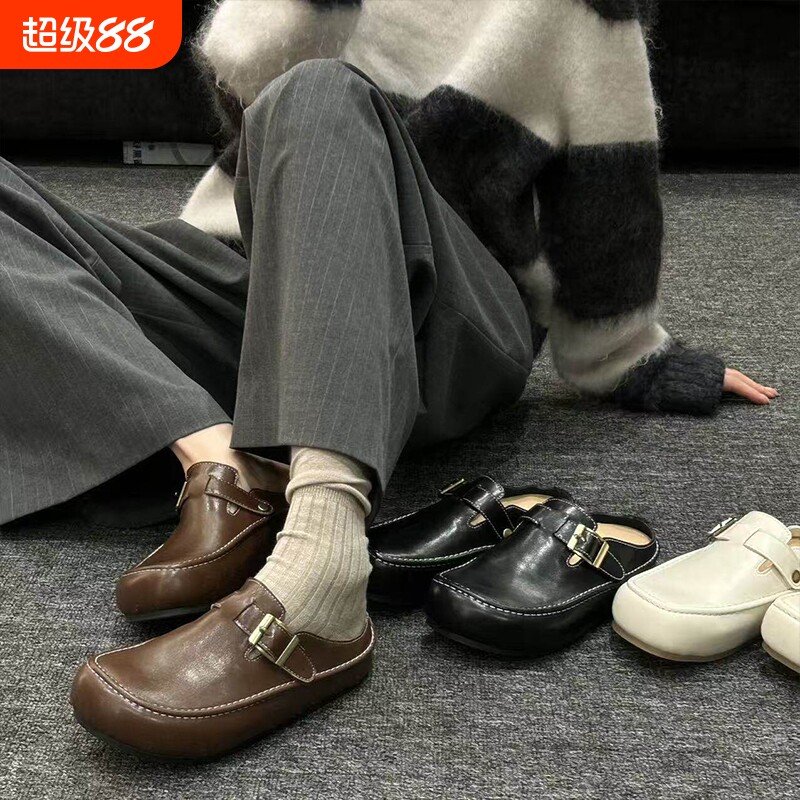 H55女鞋柏林季2026春季新款油蜡质感复古平底简约现代风勃肯鞋女图片
