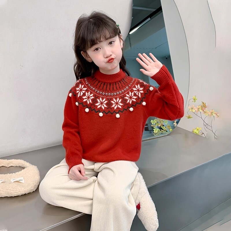 女童毛衣秋冬季2026新款儿童洋气毛线衣女大童冬装加厚打底针织衫