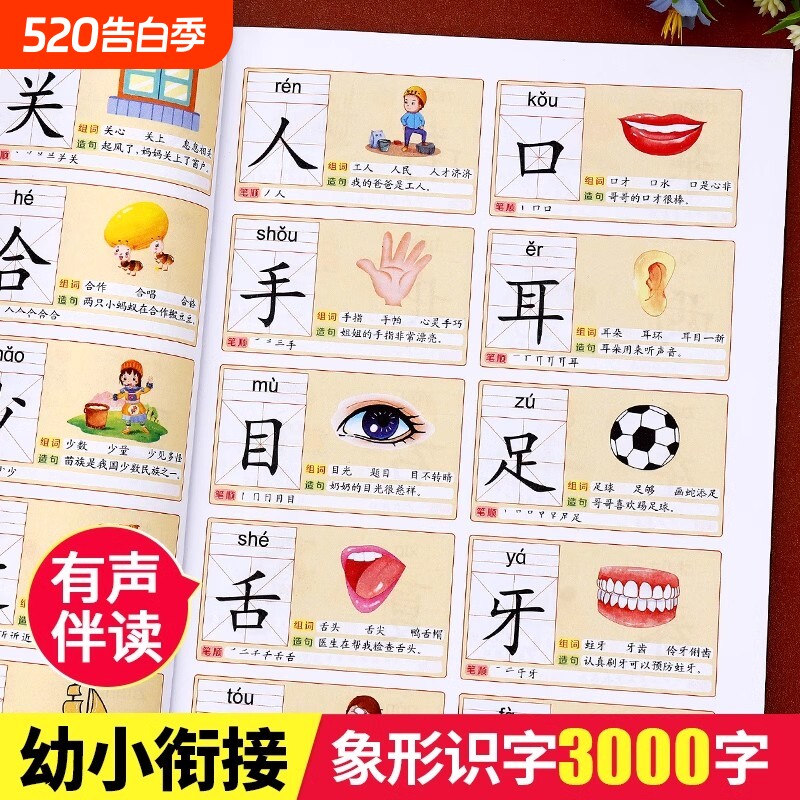 有声伴读幼小衔接识字大王3000字儿童认字书籍趣味看图3-6-8