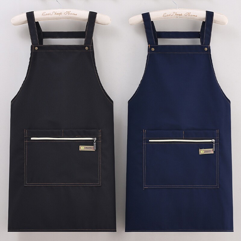新款涤帆布拉链兜围裙家用做饭耐脏耐磨女围腰防污透气工作服印字