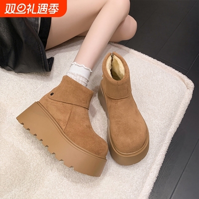 厚底增高保暖雪地靴女款2025新款秋冬季勃肯鞋短靴加绒加厚棉鞋子