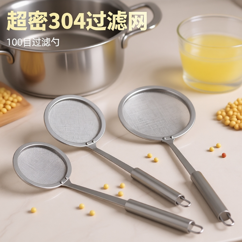 100目细网打沫漏勺家用厨房过滤网筛撇浮沫捞勺滤油勺捞油渣