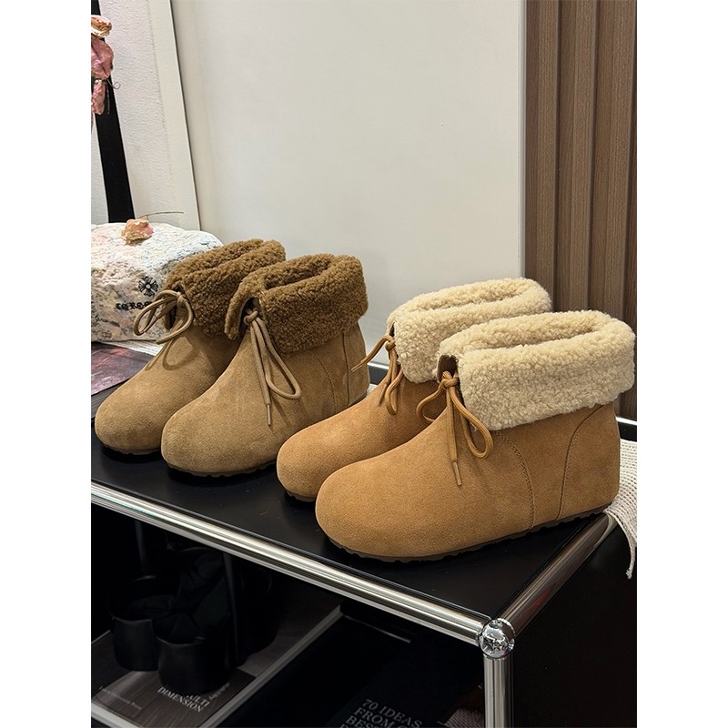 内增高磨砂牛皮加绒翻边雪地靴女2025新款冬季保暖短靴棉靴勃肯鞋,女鞋,时尚雪地靴,淘宝优惠券,粉丝福利购,淘宝优惠卷