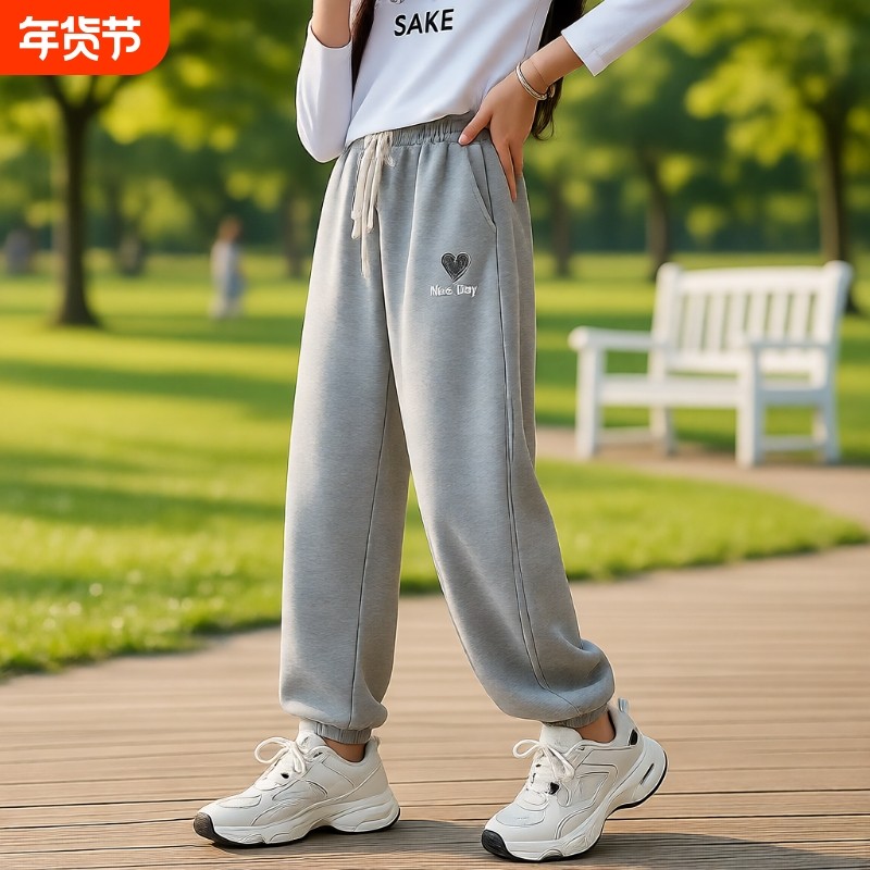 女童秋冬运动裤2025新款儿童中大童女孩宽松卫裤休闲长裤初中生潮