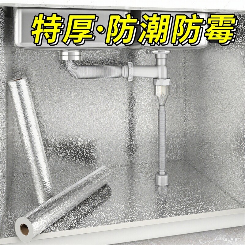 厨房防水锡箔纸橱柜防油防潮贴纸图片