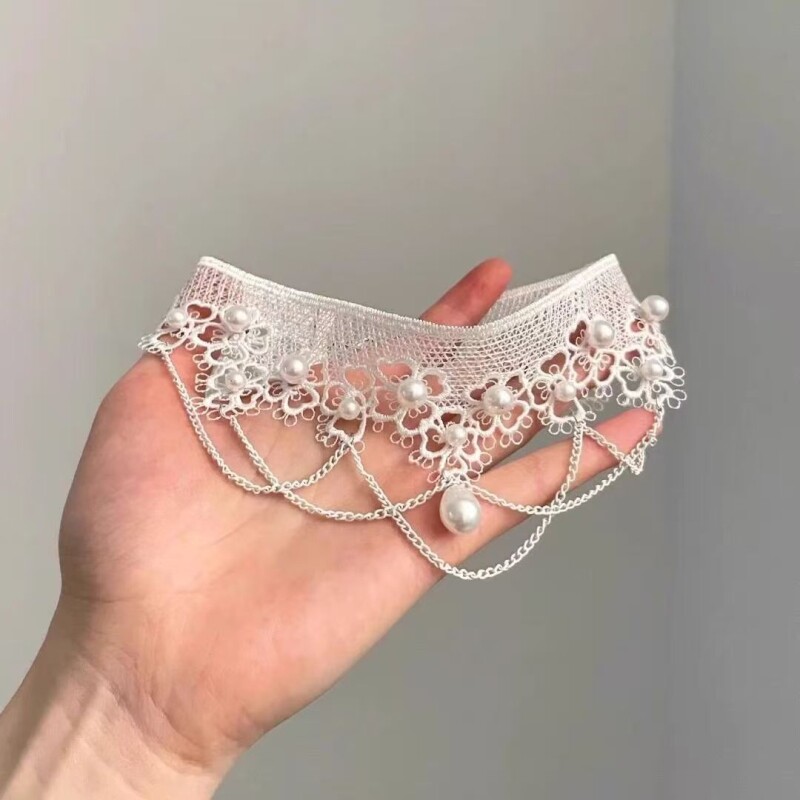 高级感蕾丝水滴流苏项链欧美风轻奢小众锁骨链2025新款choke