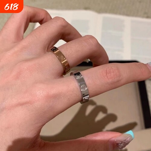 钉子戒指男女18K玫瑰金love满天星情侣对戒指环黄金白金窄版宽版