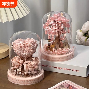 兼容乐高积木2026新款永生玫瑰花束盆栽摆件女孩系列拼装玩具礼物