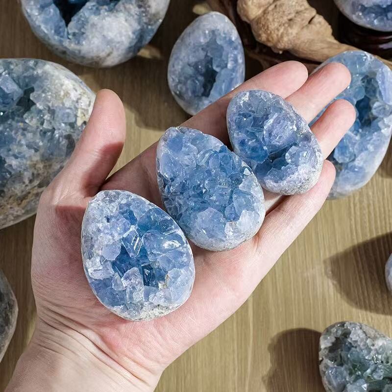 天然水晶矿石蓝晶石簇 矿物标本把玩矿标鱼缸花盆观景石水晶摆件