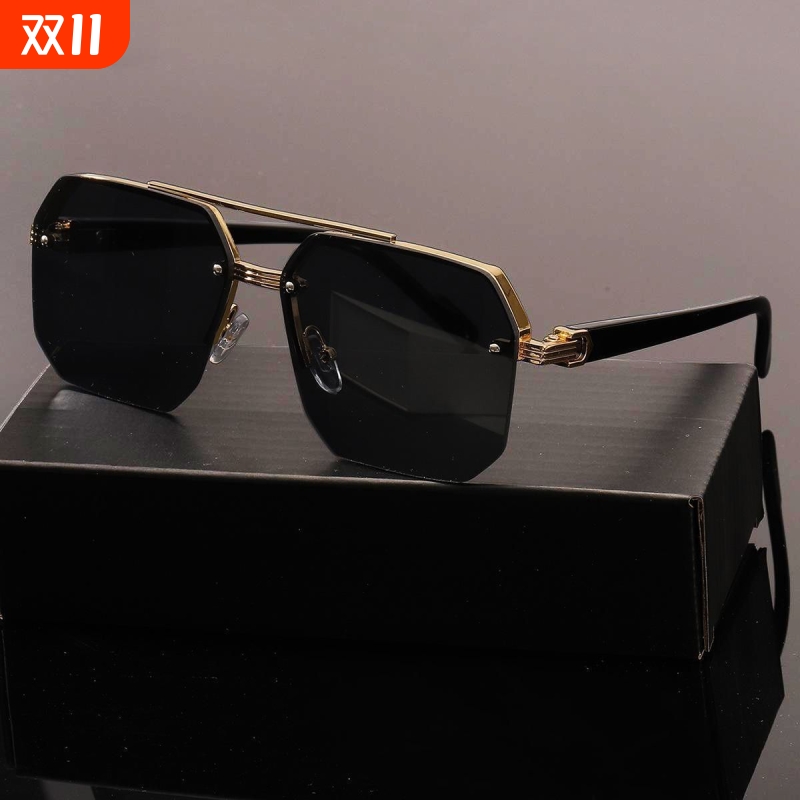 女款霸气经典金属方形半框男太阳镜时尚潮流开车驾驶防紫外线墨镜