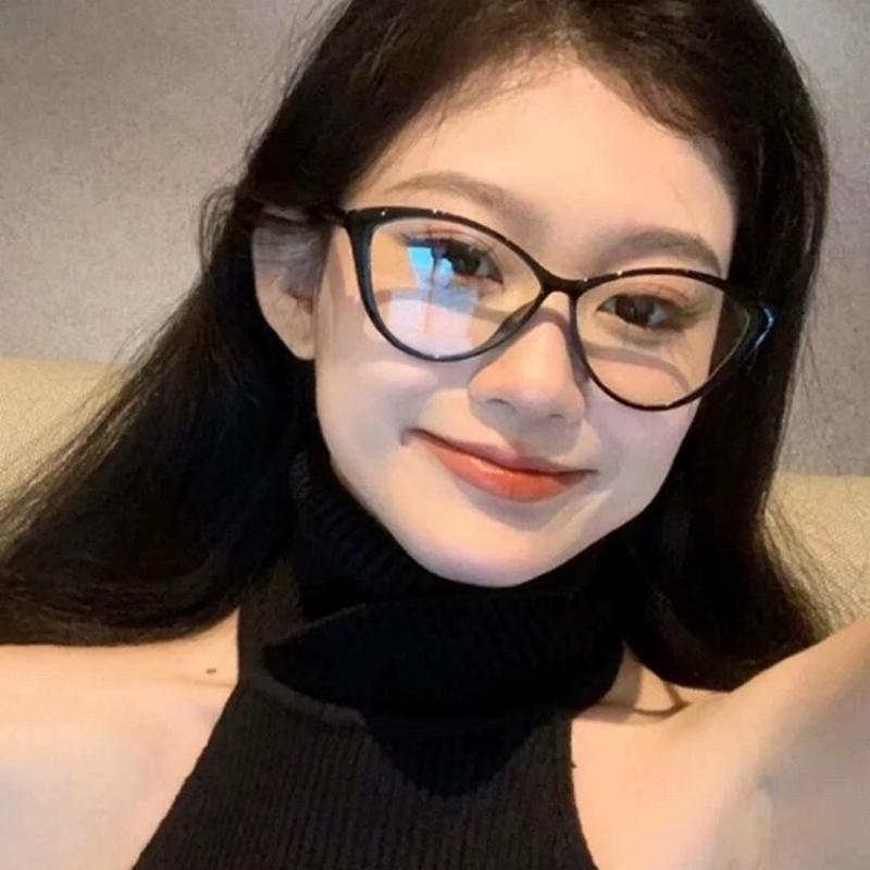 复古小香猫!猫眼近视眼镜女可配度数轻颜显脸瘦白素颜学生平光镜
