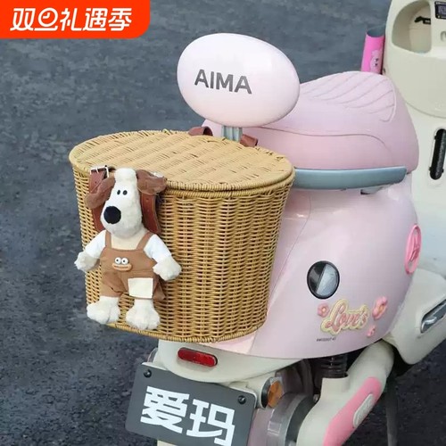 电动车后置车筐大号带盖头盔收纳包摩托车改造通用挂篮放书包神器