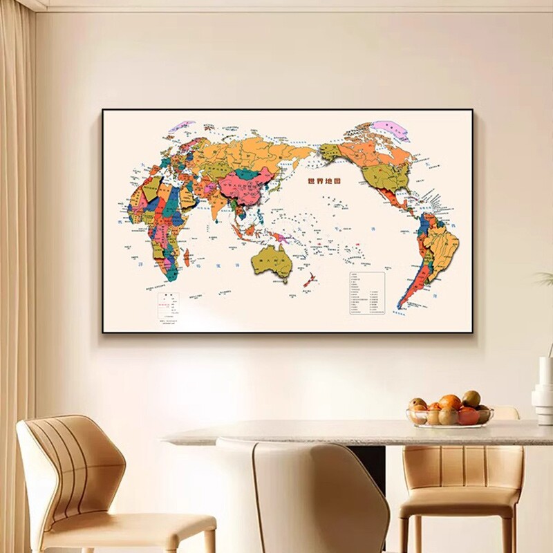 世界地图客厅装饰画沙发背景墙自粘壁画办公室书房儿童房墙面贴纸