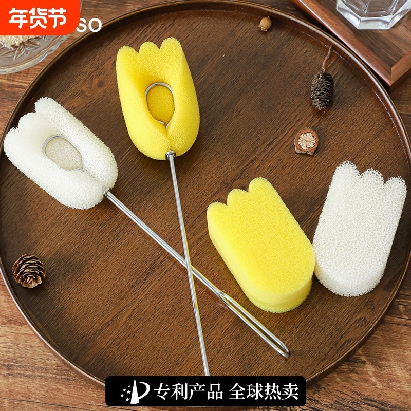 无死角洗杯子神器可替换加长柄海绵杯刷不锈钢奶瓶刷厨房清洁刷子,家庭/个人清洁工具,厨房用刷,淘宝优惠券,粉丝福利购,淘宝优惠卷
