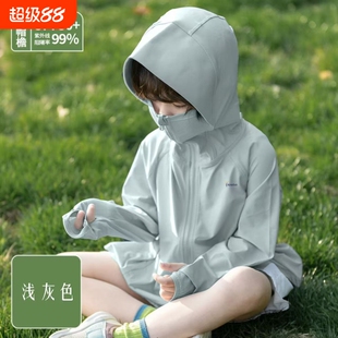 焦下焦儿童防晒衣2026款男童女童冰丝轻薄透气大帽檐男宝宝防晒服