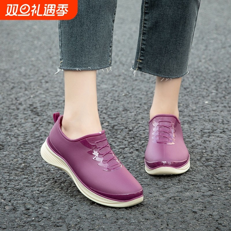 学生女靴洗衣百搭休闲轻便洗车雨鞋户外穿防滑防水鞋耐磨雨靴浅口