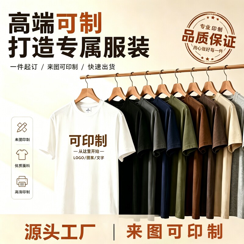 男女同款纯棉圆领T恤企业团建服饰学生聚会班服活动上衣白色黑色