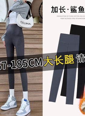 175cm高个子加长鲨鱼裤女外穿2025新款秋冬加绒灰色紧身打底裤170