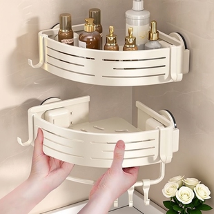 卫生间浴室三角置物架吸盘免打孔厕所壁挂洗漱台收纳架墙角牙刷