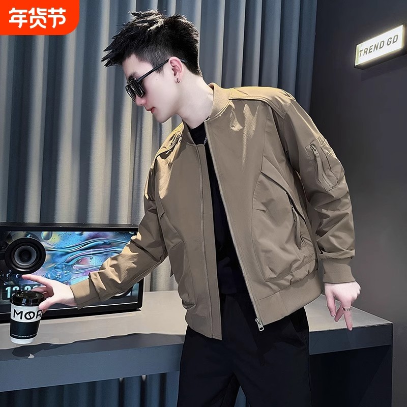 外套男款春秋季2025新款潮牌网红洋气炸街高级男装衣服棒球领夹克,运动服/休闲服装,运动茄克/外套,淘宝优惠券,粉丝福利购,淘宝优惠卷